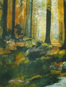 Golden Light : Batik on Linen : 19%22 X 14%22 : Bernadette Madden
