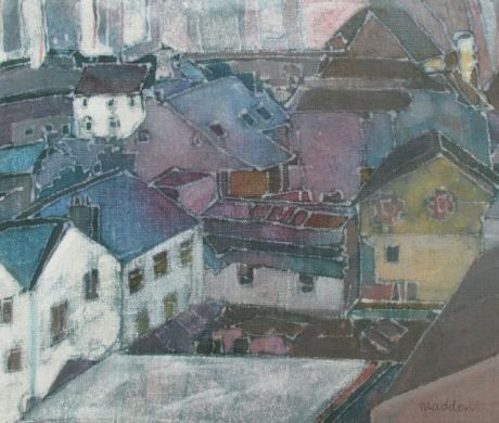 Old Town_Wax resist on linen_Bernadette Madden