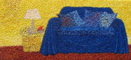 Bernadette Madden_Yellow Wall_Hand embroidery on painted linen